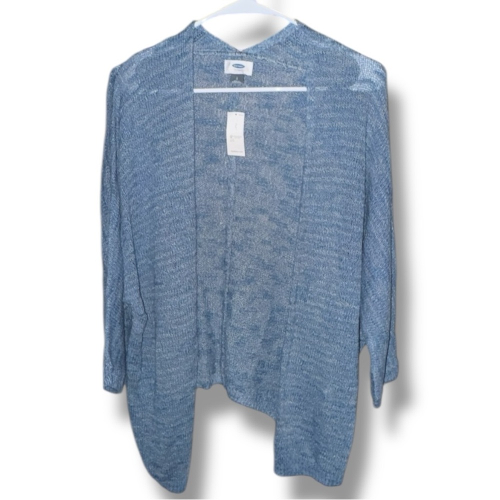 Old Navy NWT Ancient Mariner Blue Slub Knit Open Cardi  3/4 Sleeve Lightweight L - Picture 14 of 16